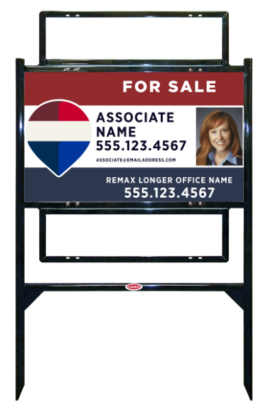 Reflective Angle Iron Frame and Associate Name w Photo Sign Unit w2 Rider Insert, 18h x 30w, Steel